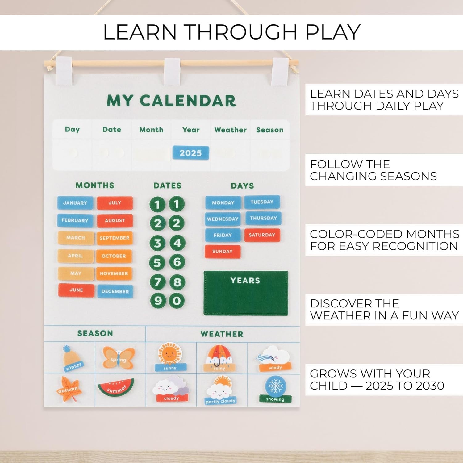 Kids Learning Calendar Preschool Homeschool Months Days Weather Decor