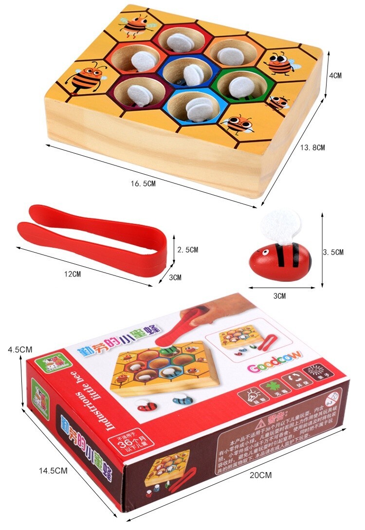 Clamp Fun Picking Catching Toy Hive Board Games Montessori Board Game WoodBeeToy