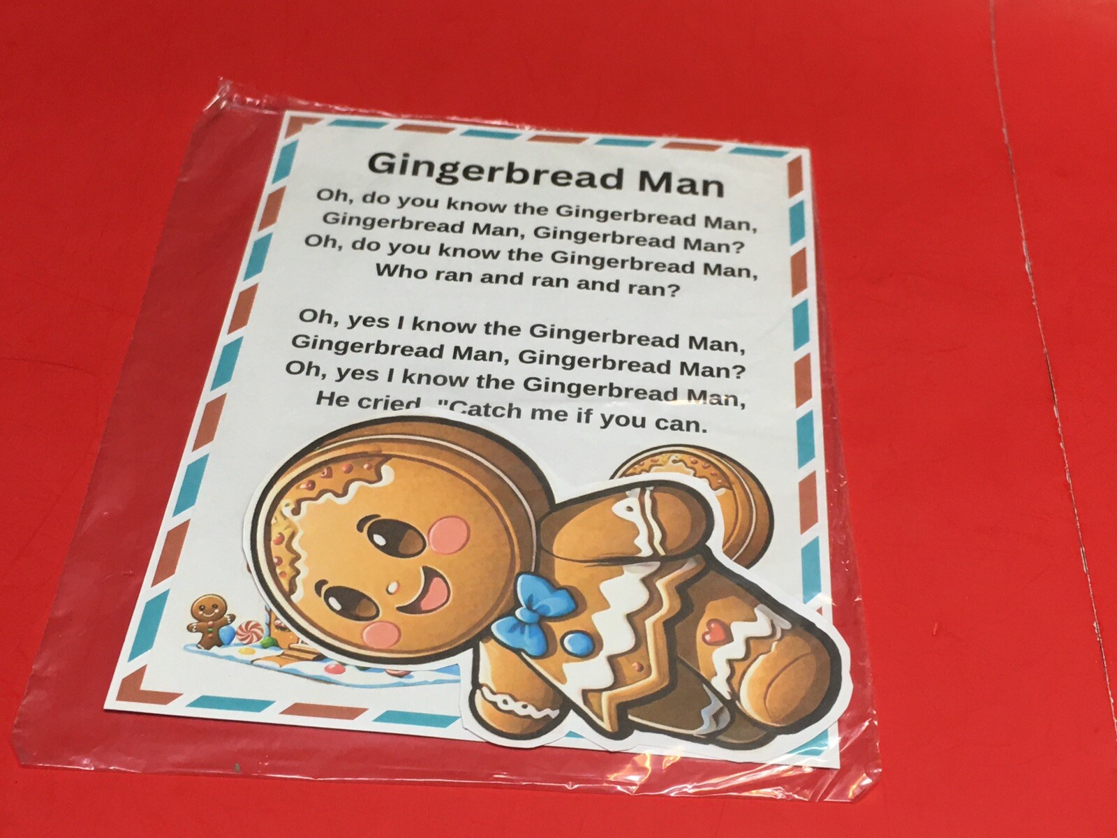 GINGERBREAD MAN – FLANNEL FELT BOARD LAMINATED STORY and PIECES