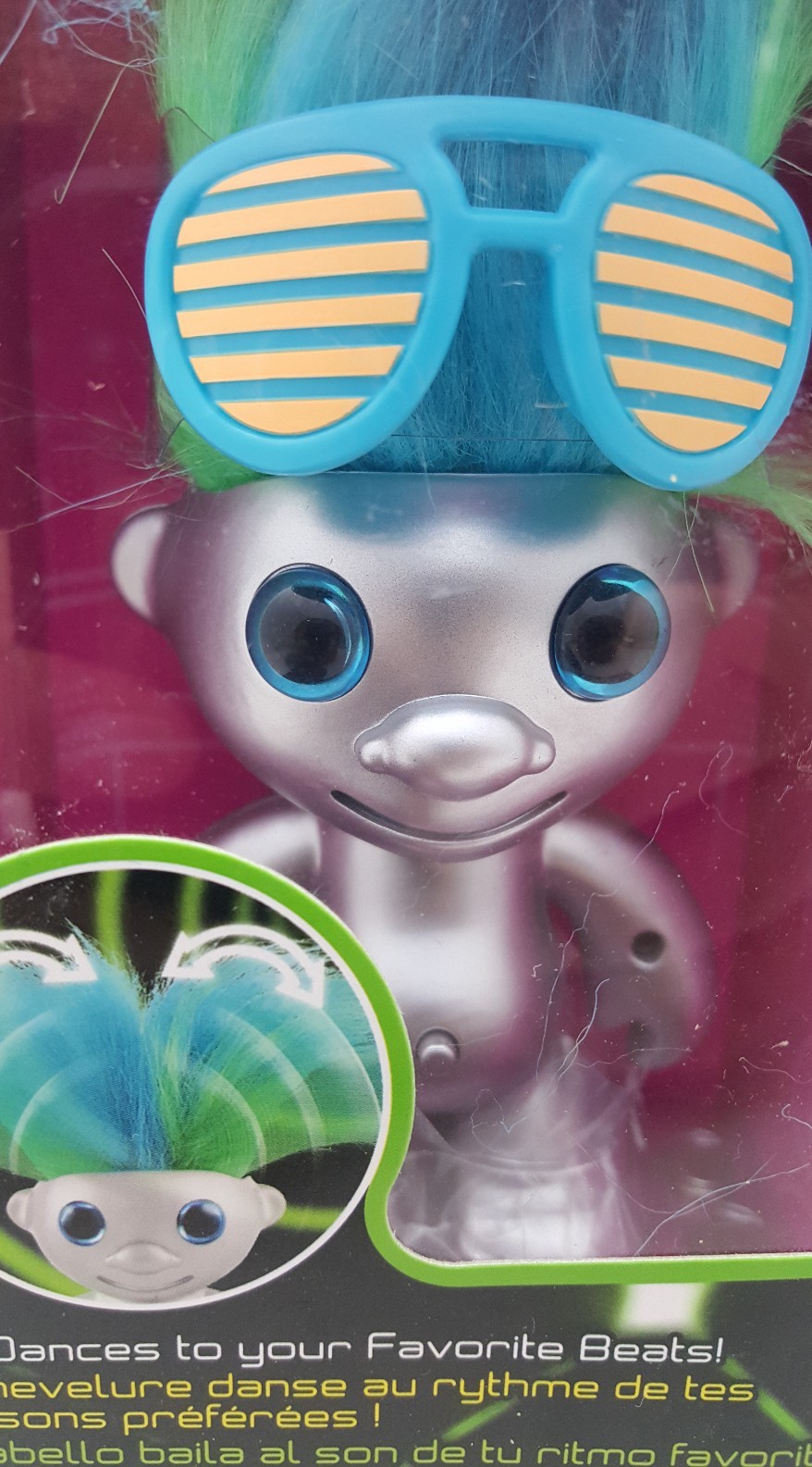 WowWee ElectroKidz Toy, Matte Silver 1205 Dancing Hair Troll New In Box