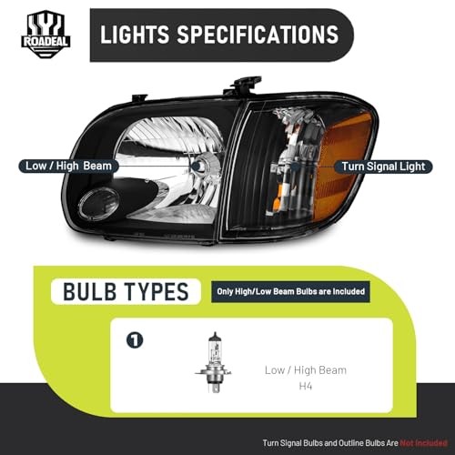 Headlights W/Bulbs for 2005 2006 OE Replacement Black – With H/L Beam Bulbs