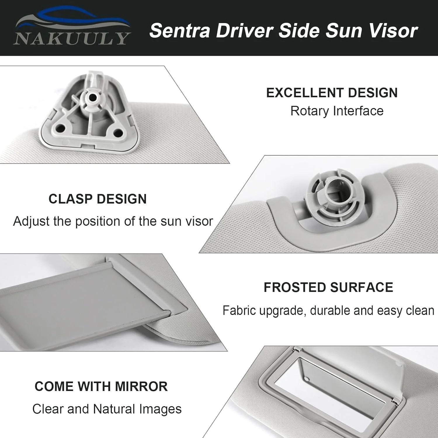 Left Driver Side Sun Visor w/o Light Compatible with Nissan Sentra 2013 2014 201