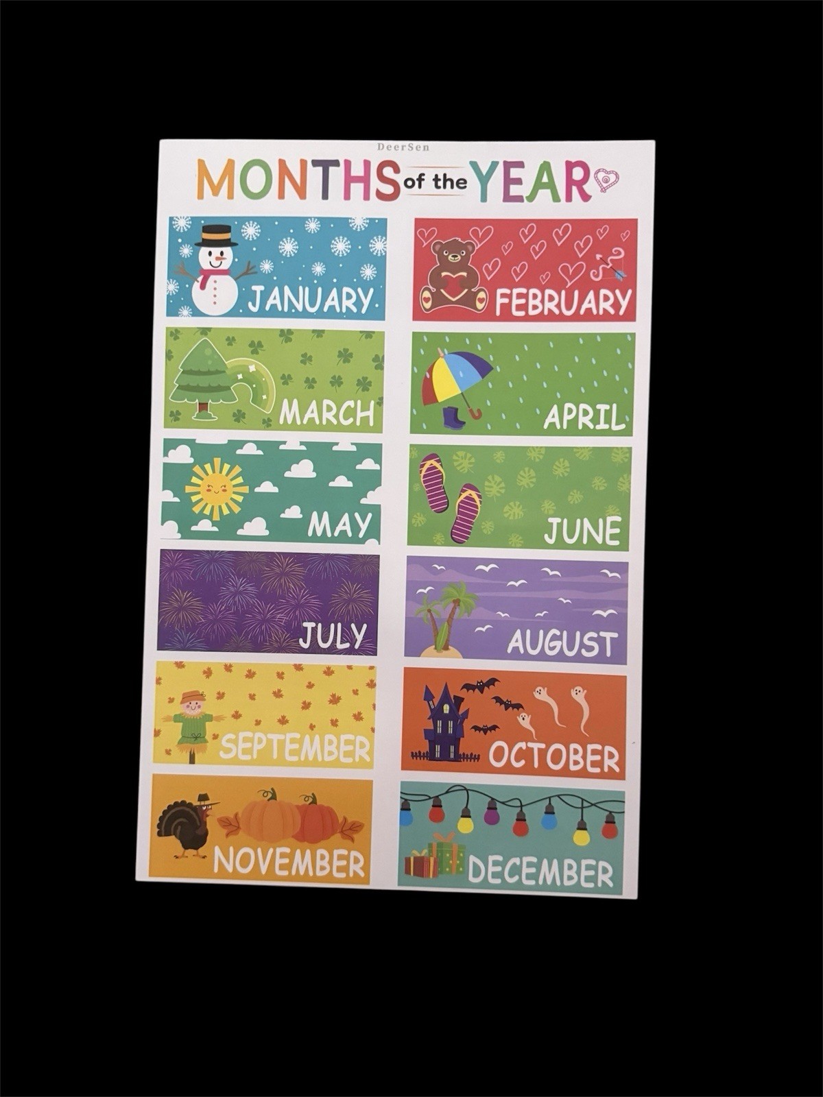 9 Educational Preschool Posters for Toddlers & Kids with Double Sided Tape Dots.
