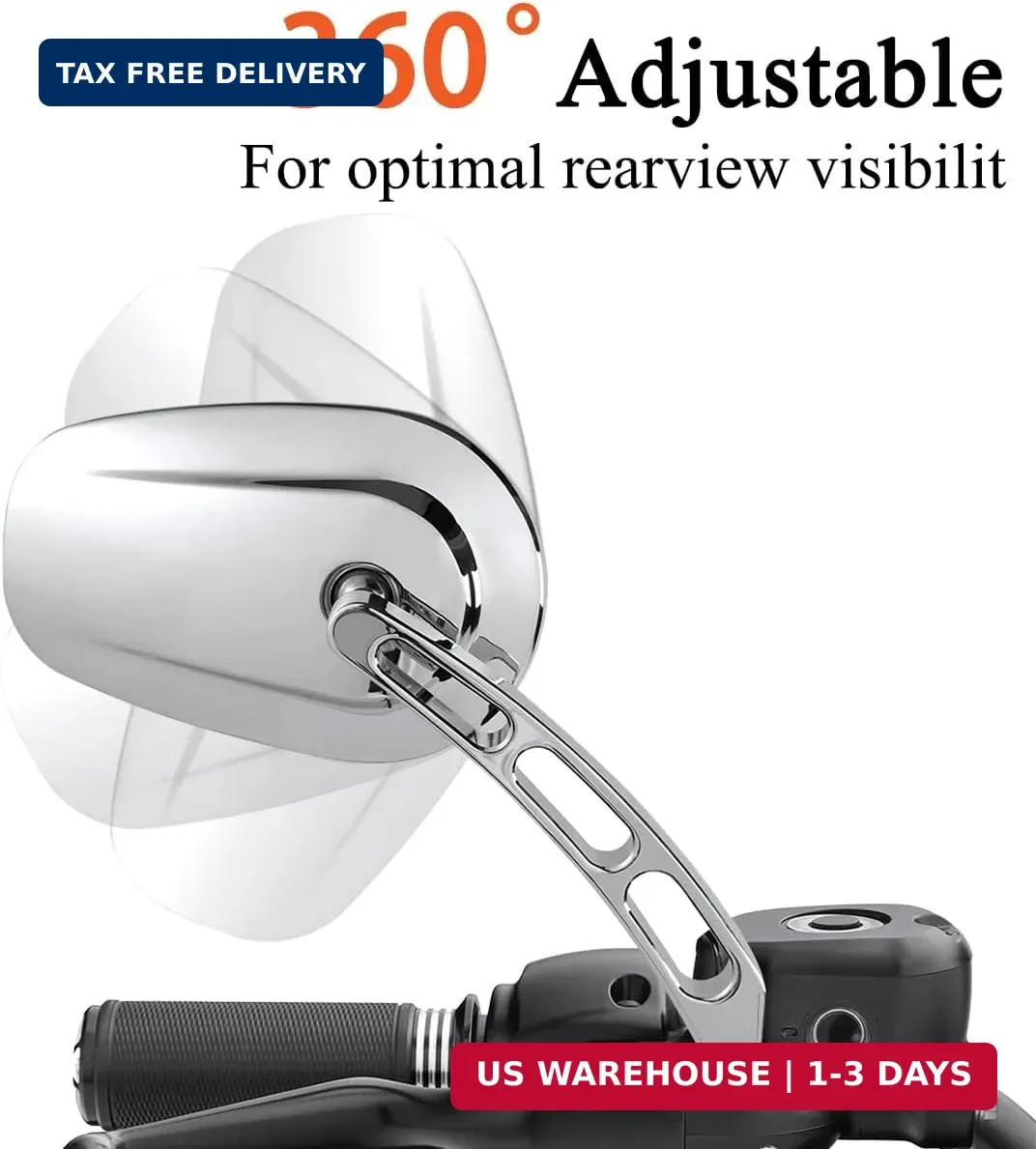 FOVPLUE Handlebar Mount Mirrors,Left & Right Side Rearview mirrors for 1982-2025