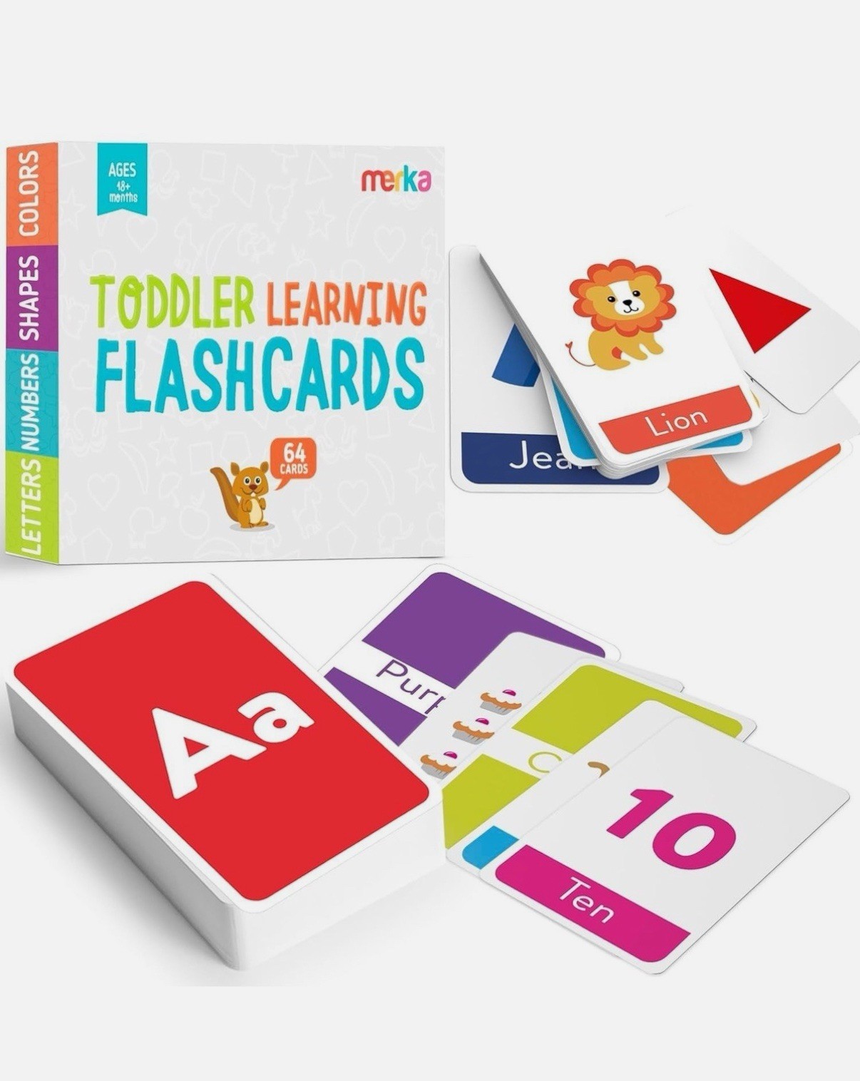 Educational Flash Cards for Toddlers Learn Letters Colors Shapes Numbers 64 Card