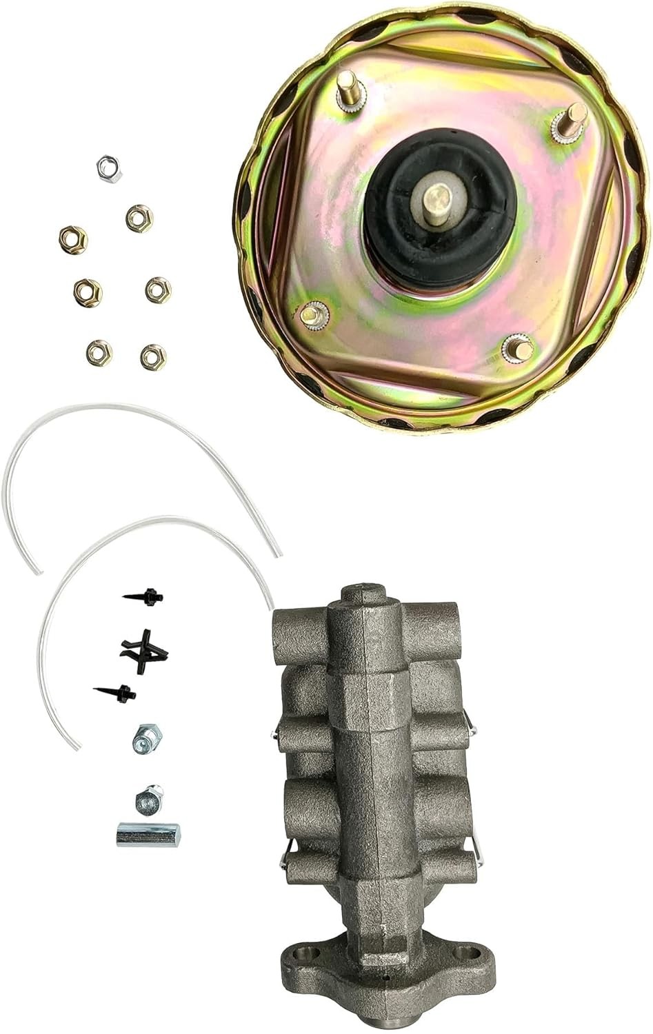 7 Inch Zinc Dual Power Brake Booster Kit With 1 Inch Bore Bail Top Master