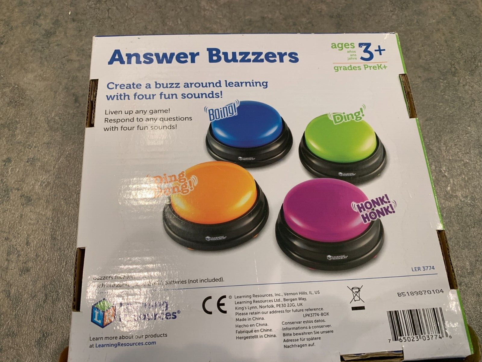 Learning Resources Answer Buzzers, Set of 4 Different Colored Buzzers