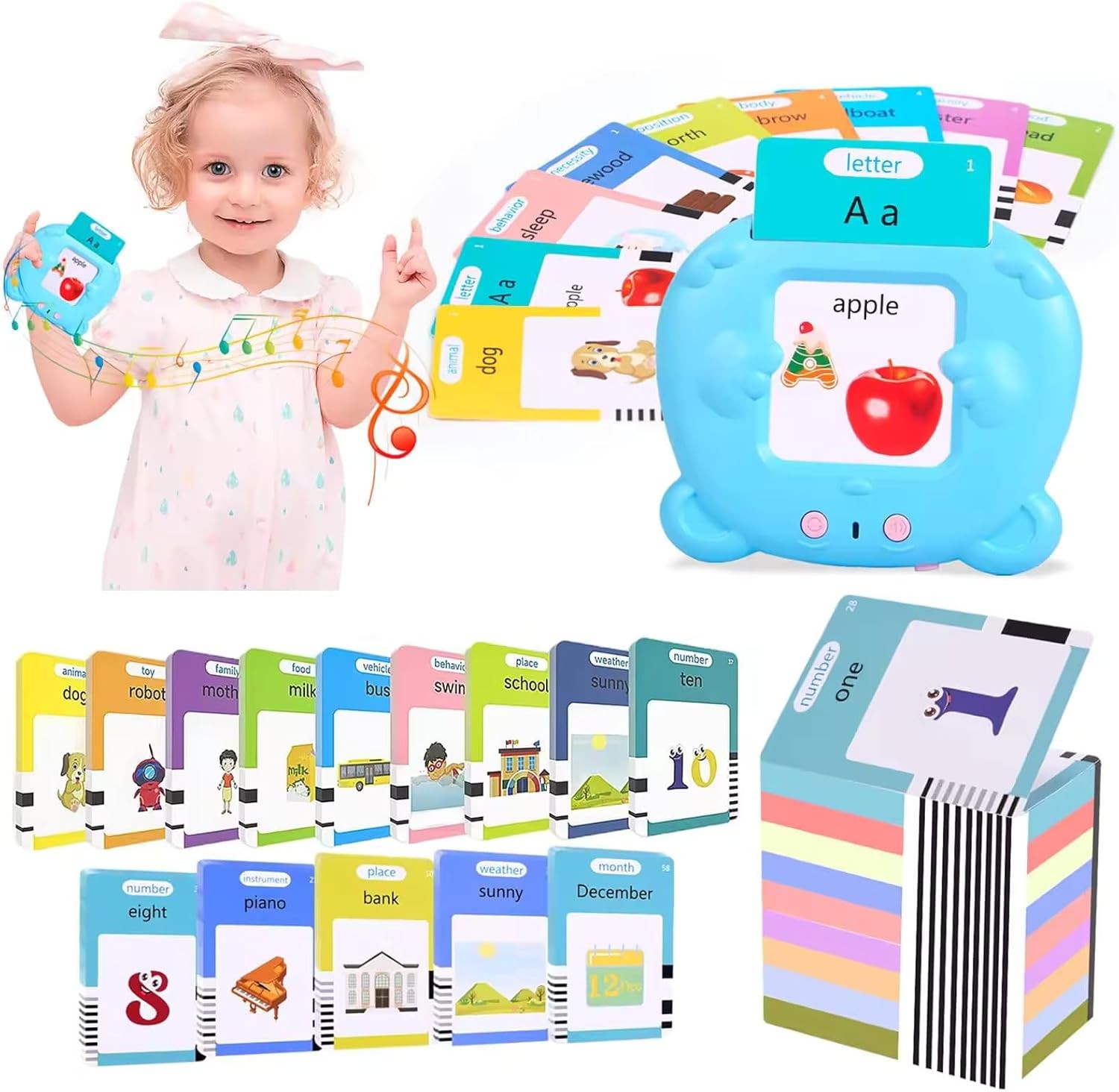 Kids Educational Learning Flashcard Reader, Educational Words Cards 224 Words
