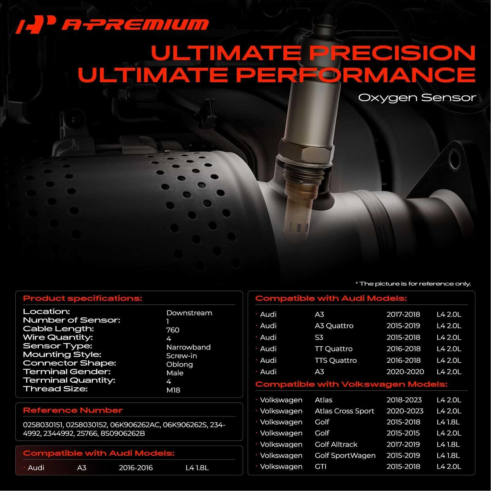 A-Premium Downstream O2 Oxygen Sensor Compatible with Volkswagen Golf…