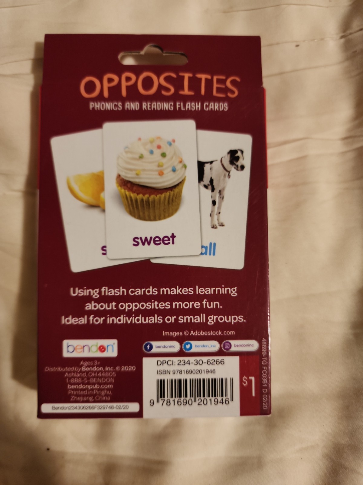 Lot of 5 Bendon Flash Cards: Math, Sight Words & Opposites – Complete