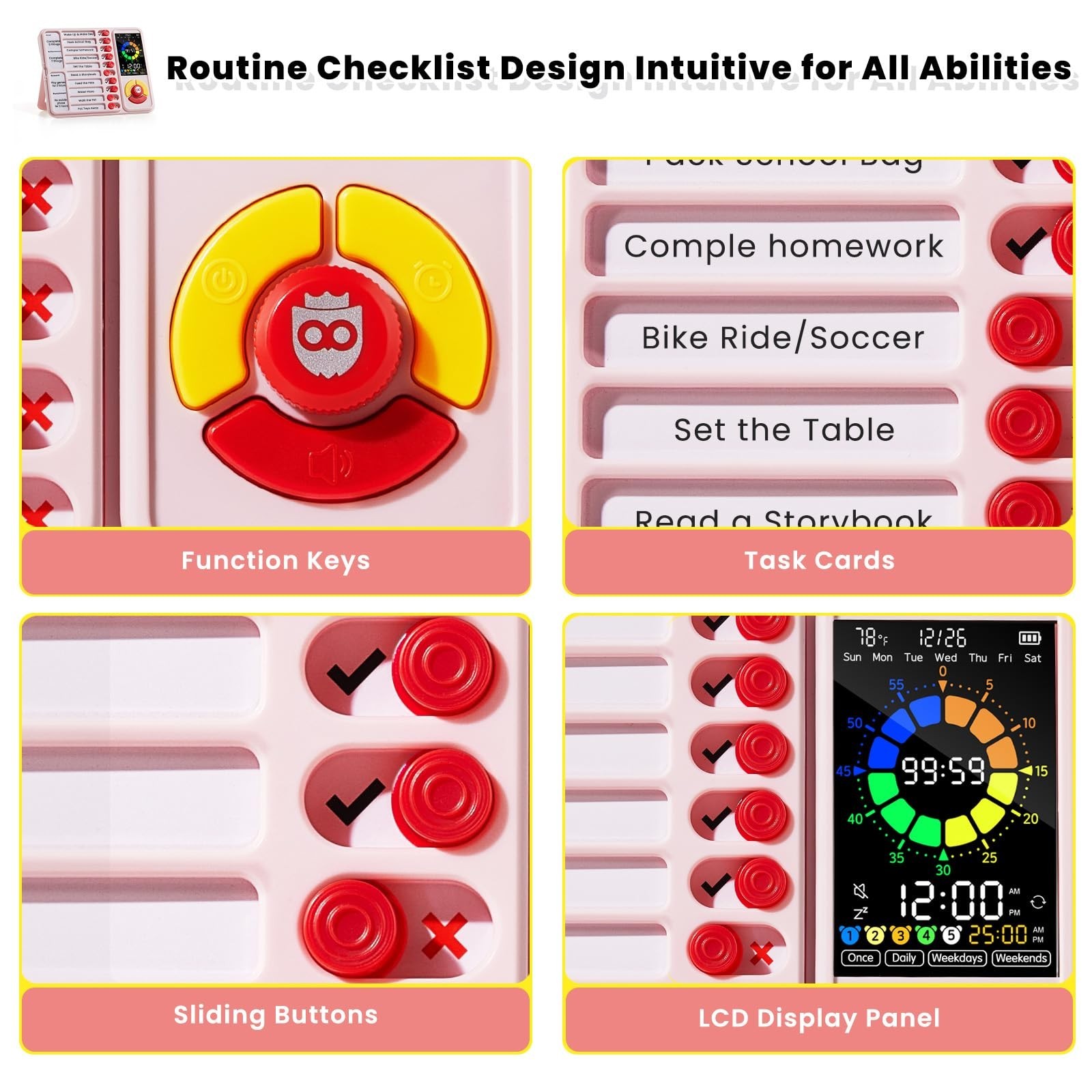 ADHD Tool for Kids, 5-in-1 Visual Timer with Chore Chart Board, Visual Schedu…
