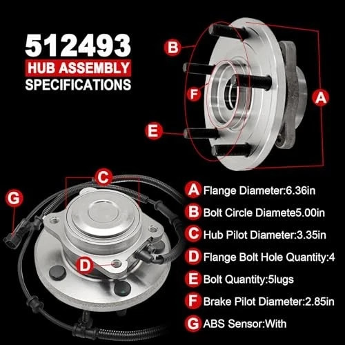 Pair 512437 Rear Wheel Bearing Hub Assembly Compatible with Kia Optima 2011-2015