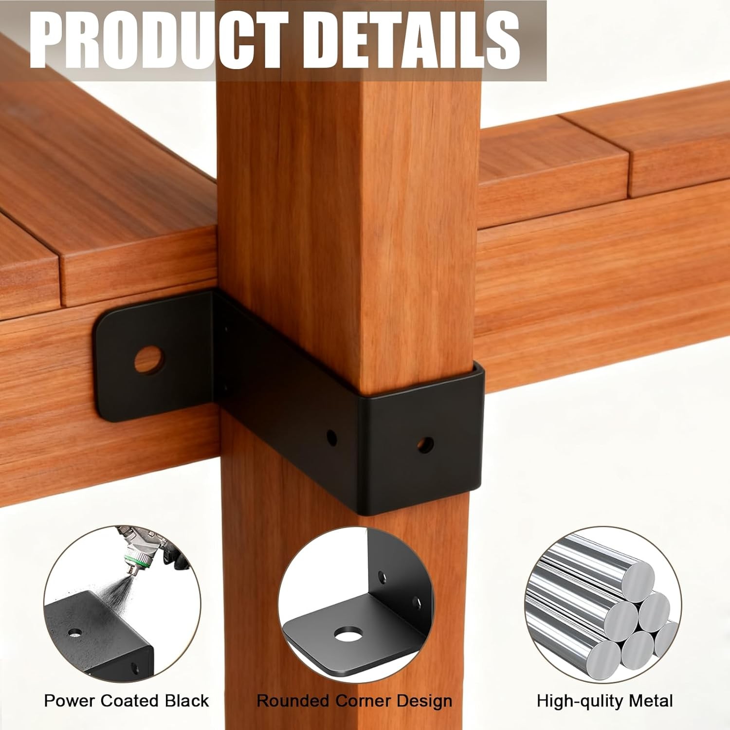 5PCS 2″ X 4″ Strap Post Ties, Heavy Duty Deck Fence Brackets for 2″X4″ Wood