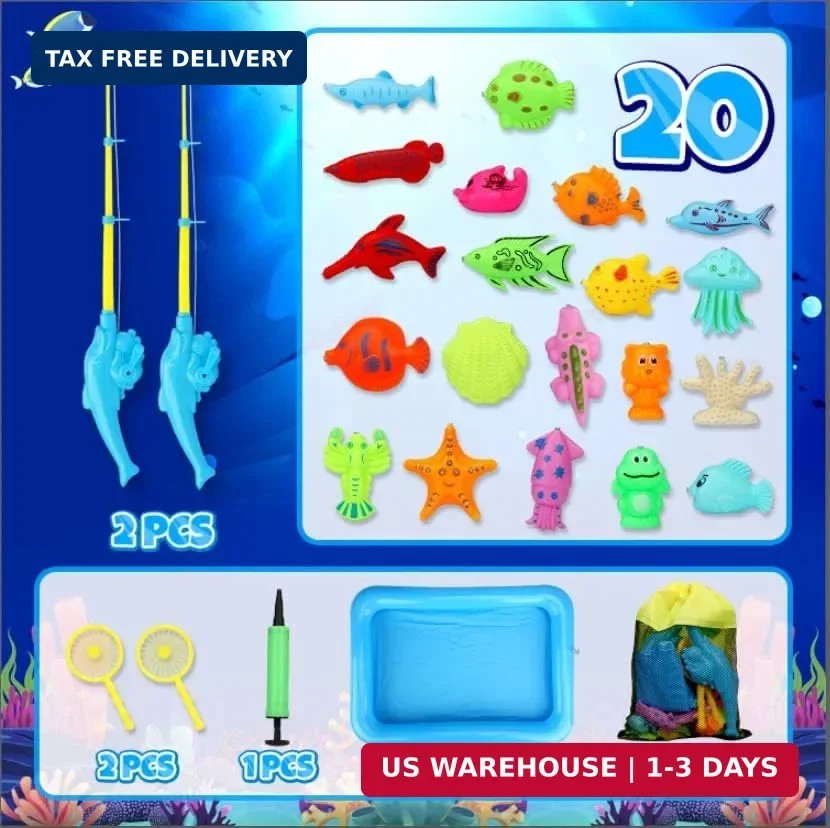 TOY Life 2-Player Magnetic Fishing Game for Kids 3-5 – Toddler Fishing Pole Set