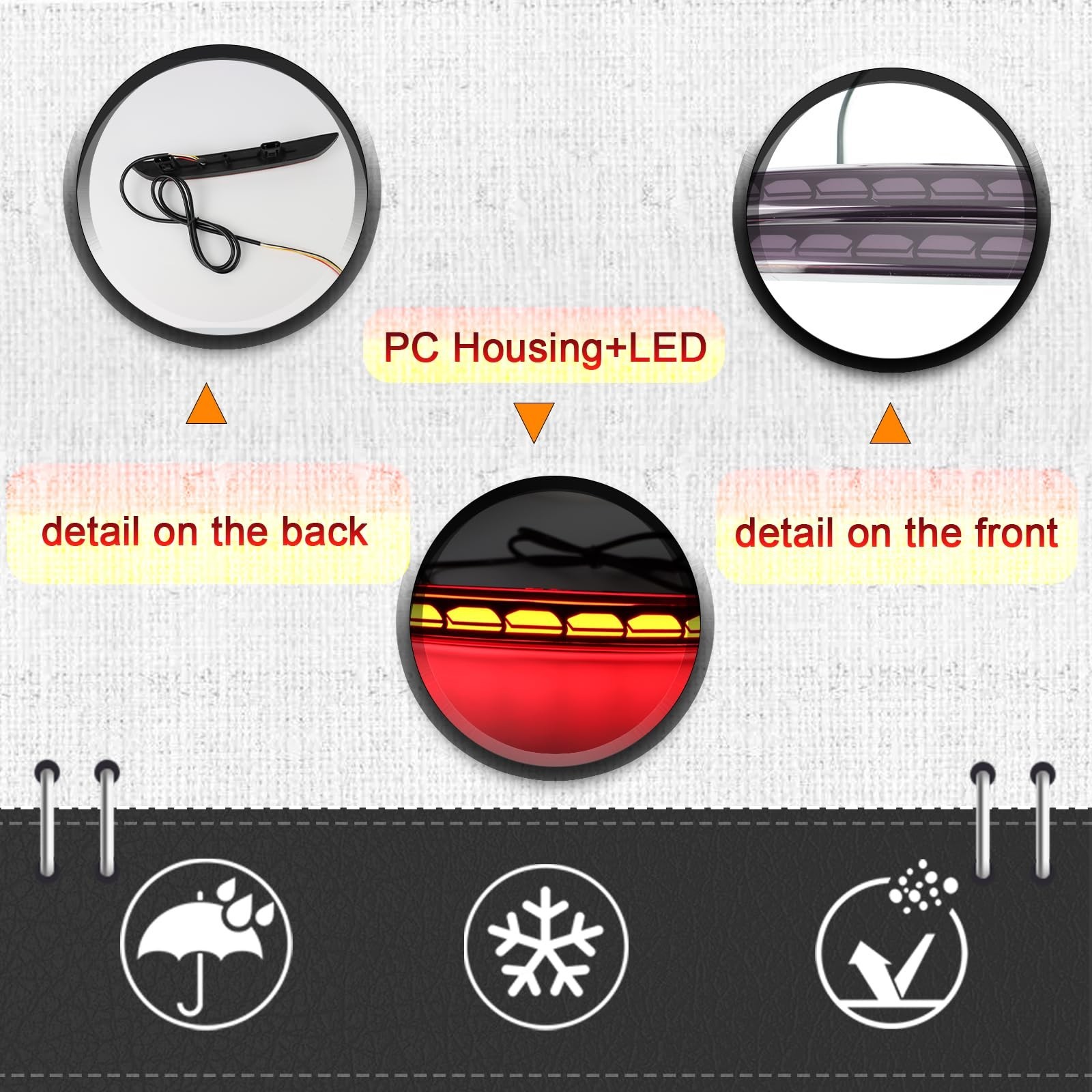 Smoked Housing Full LED Rear Reflector Fog Lamps for Honda Civic Hatchback 11…