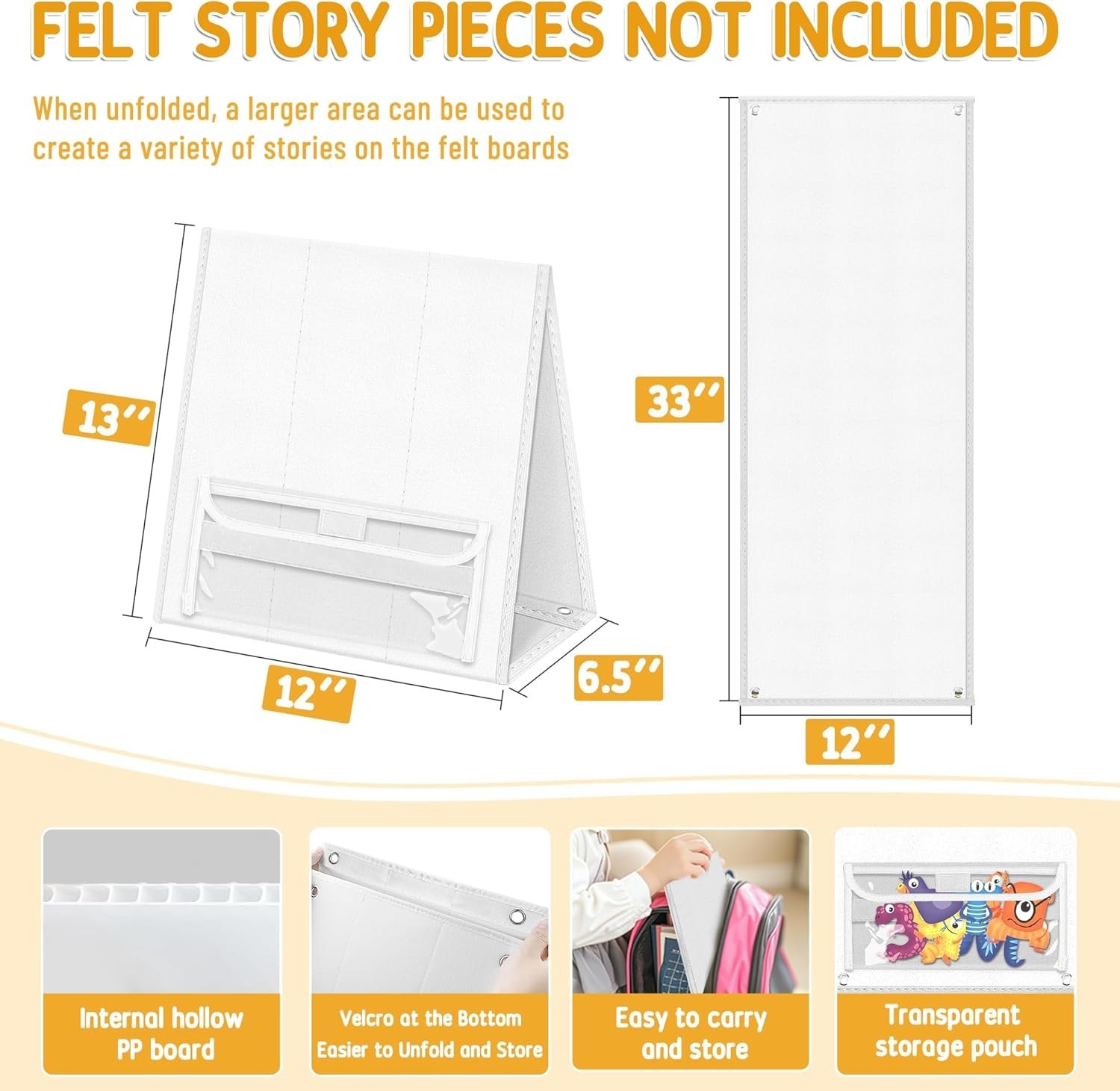 Foldable Felt Board – Double-Sided Flannel Story Board for Preschool Learning, I