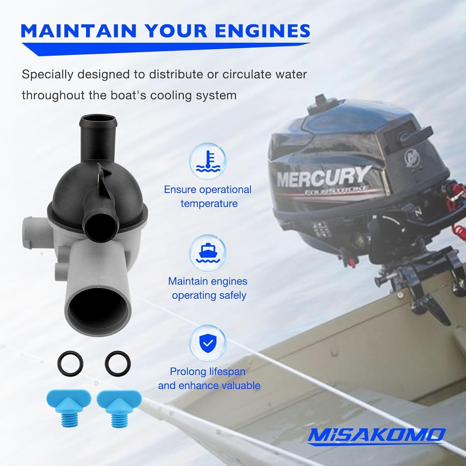 Water Drain Distribution Housings, Compatible with Mercury MerCruiser Mag 350