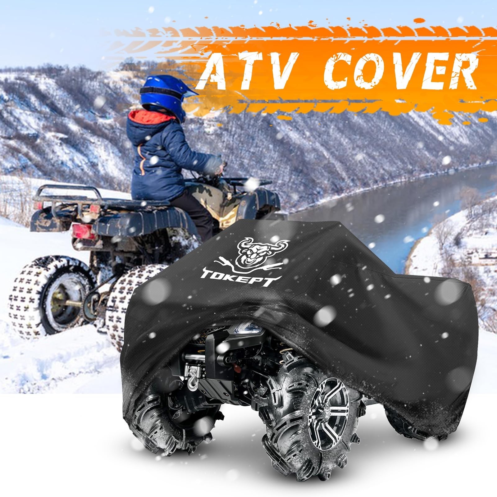 ATV Cover, Heavy Duty Black Waterproof Oxford Fabric Protective 4 Wheeler Qua…