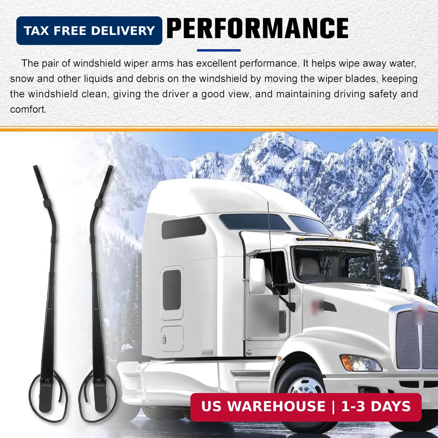 1 Pair Windshield Wiper Arm Compatible with Kenworth T600 T600A T660 T800, 2006-