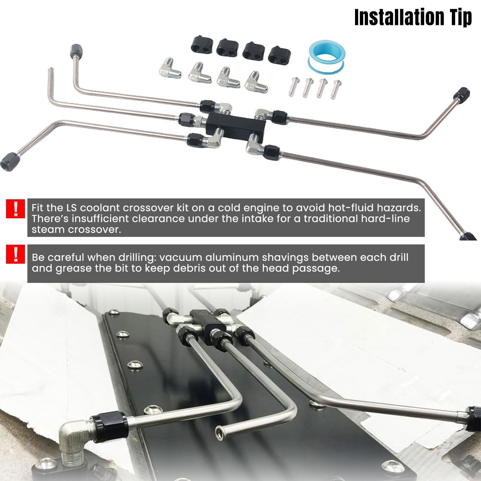 Stainless Steel Coolant Crossover LS Steam Vent Kit for LS1 LS2 LS3 LS6 LS7 L…