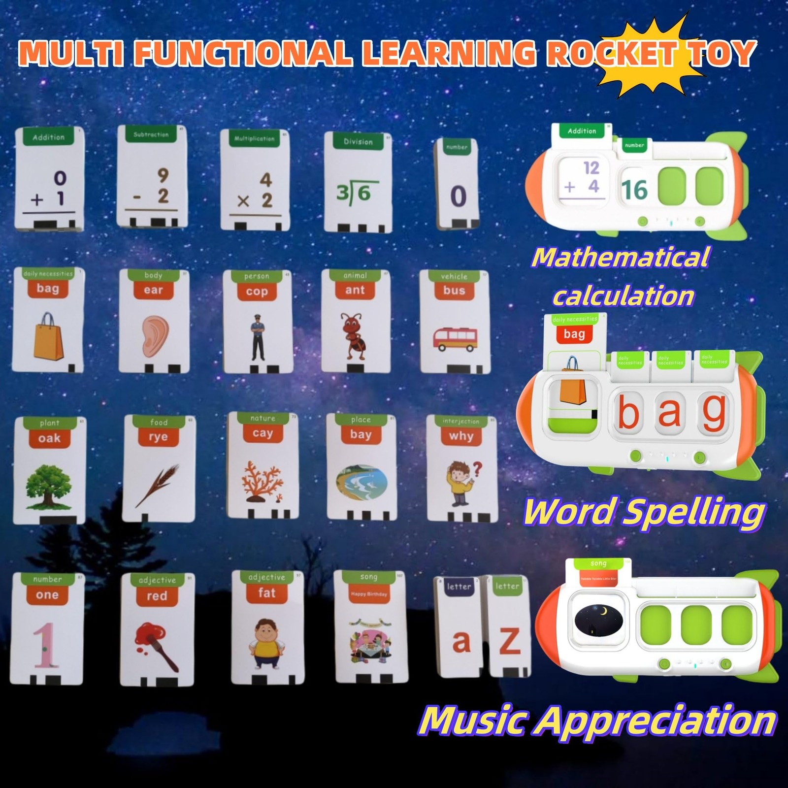 ABC Learning Toys for Kids Ages 3-5, Talking Flash Cards for CVC Word & Math …