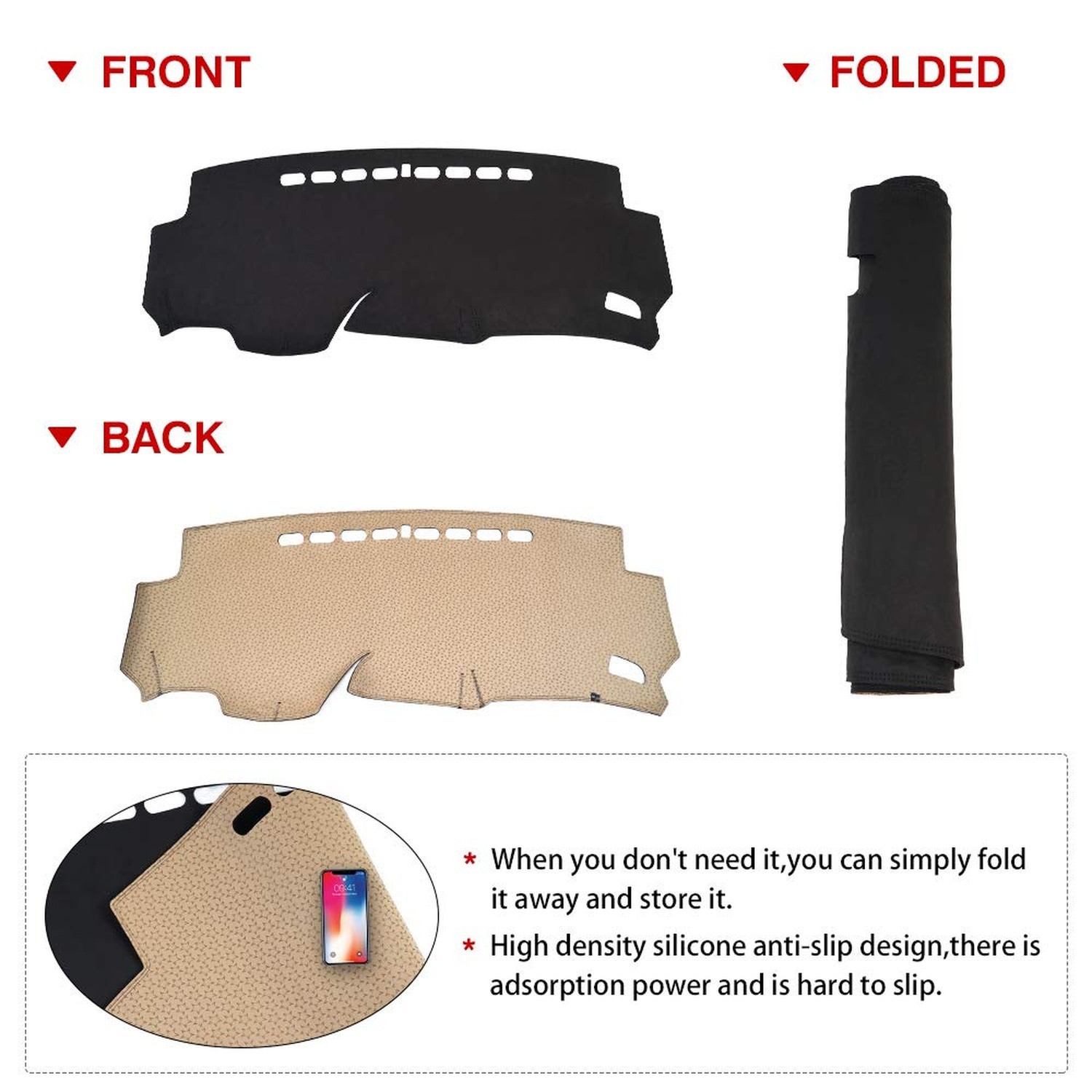 CARTIST Dashboard Cover Mat for 2015-2018 2019 2020 Honda Fit Accessories Das…