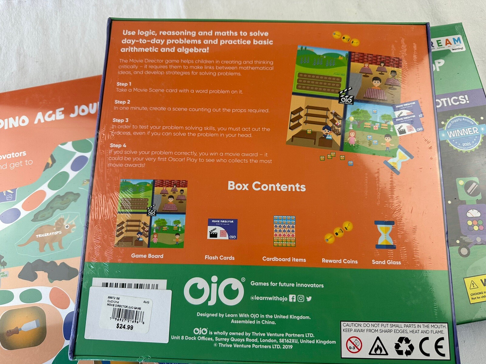 LOT OF 3 sealed OJO Board Games Movie Director Dino Age Journey Robot Workshop