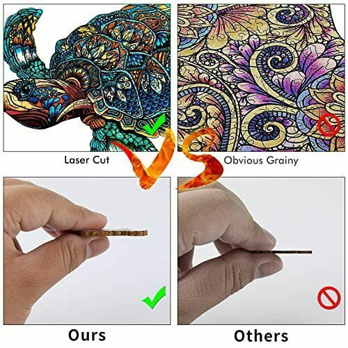 Wooden Jigsaw Puzzles for Adults Kids Unique Resolute Turtle 15 * 13in; 301 Pcs