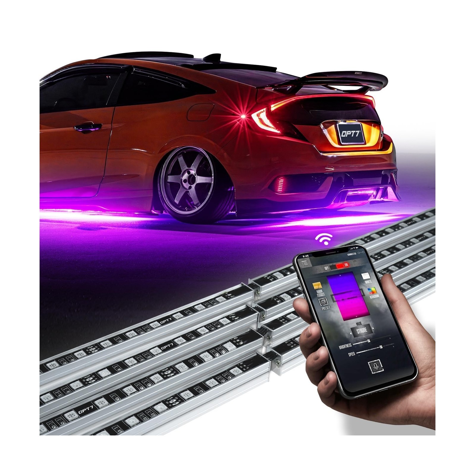 OPT7 Aura Pro Underglow LED Lights Kit for Car with APP & Remote Control, RGB…