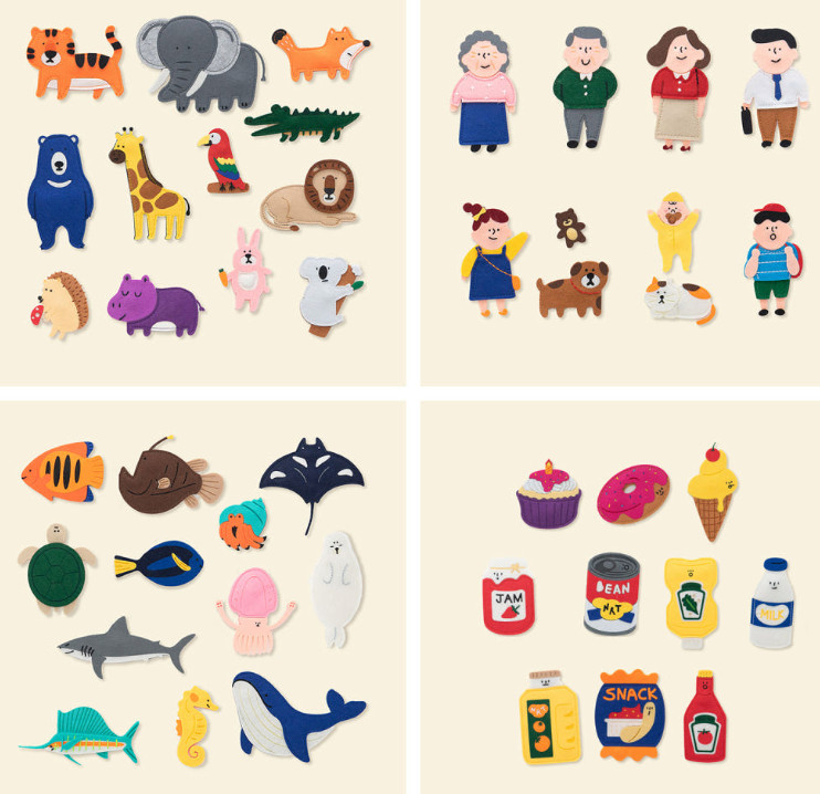 Montessori Felt Board Friends Set Family Animals Fruits Vegetables Toy 3-7