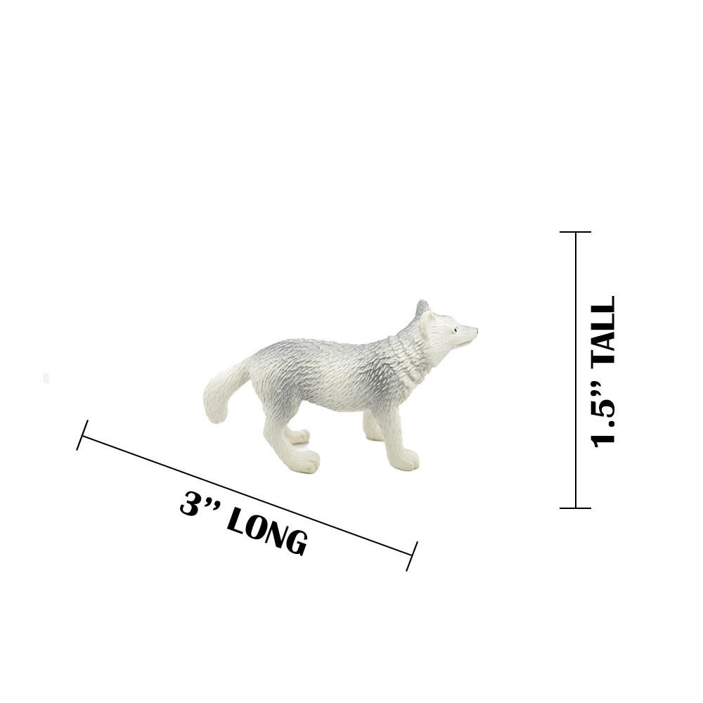 Fox, Arctic, White, Plastic Animal, Educational, Toy, Kids, Realistic 3″ OK21