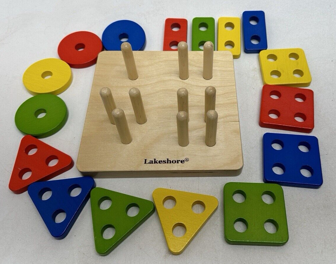 LAKESHORE Learn Play Sort-A-Shape Activity Board Developmental Wooden Toy 19217