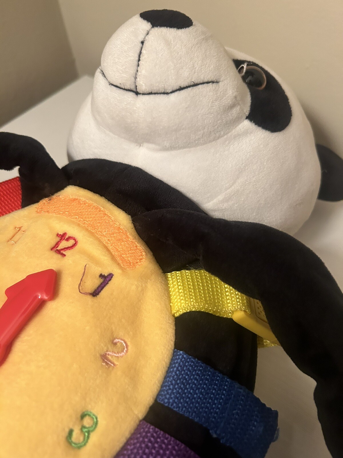 Buckle Toys Panda Backpack – Motor Skill Development Toy – Plush Learning Toy
