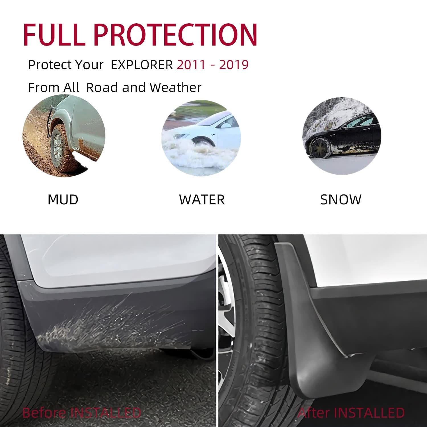 Mud Flaps Kit for Ford Explorer Accessories Mud Splash Guard Mud Flap Front a…