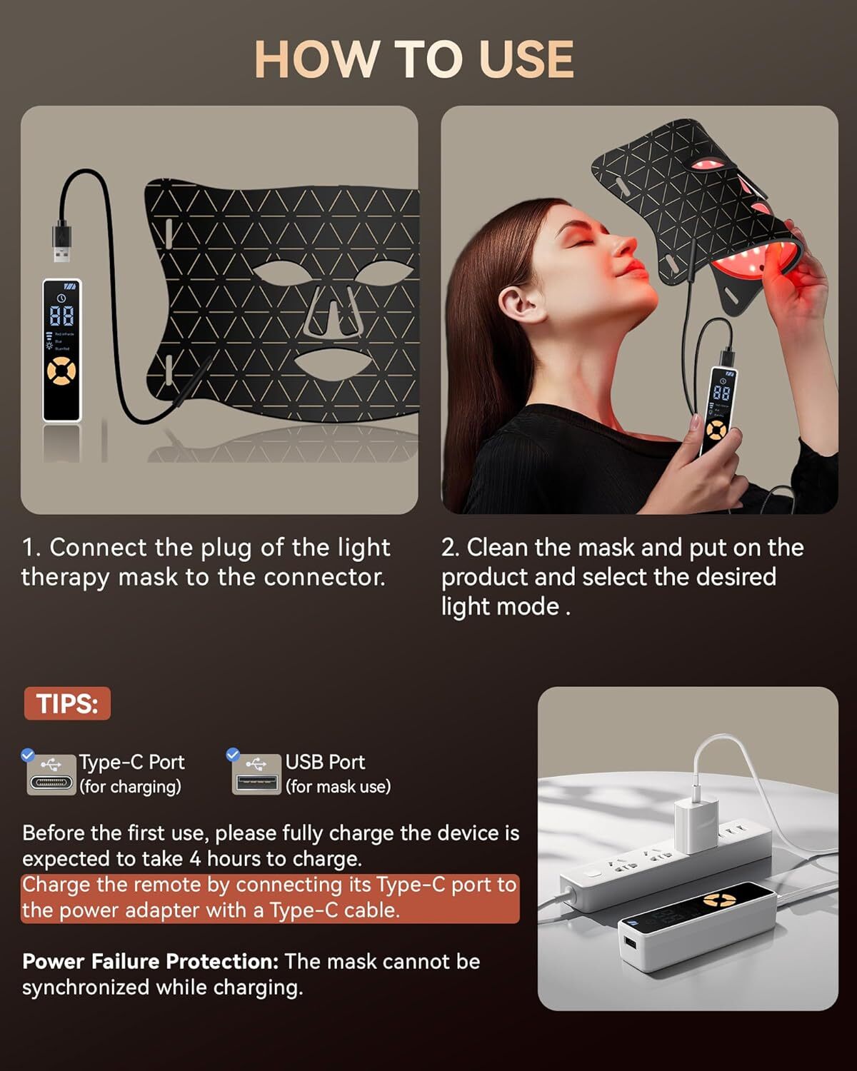 LED Light Therapy Mask Skin Care Mask, LED Red Light Therapy 630nm & 830nm