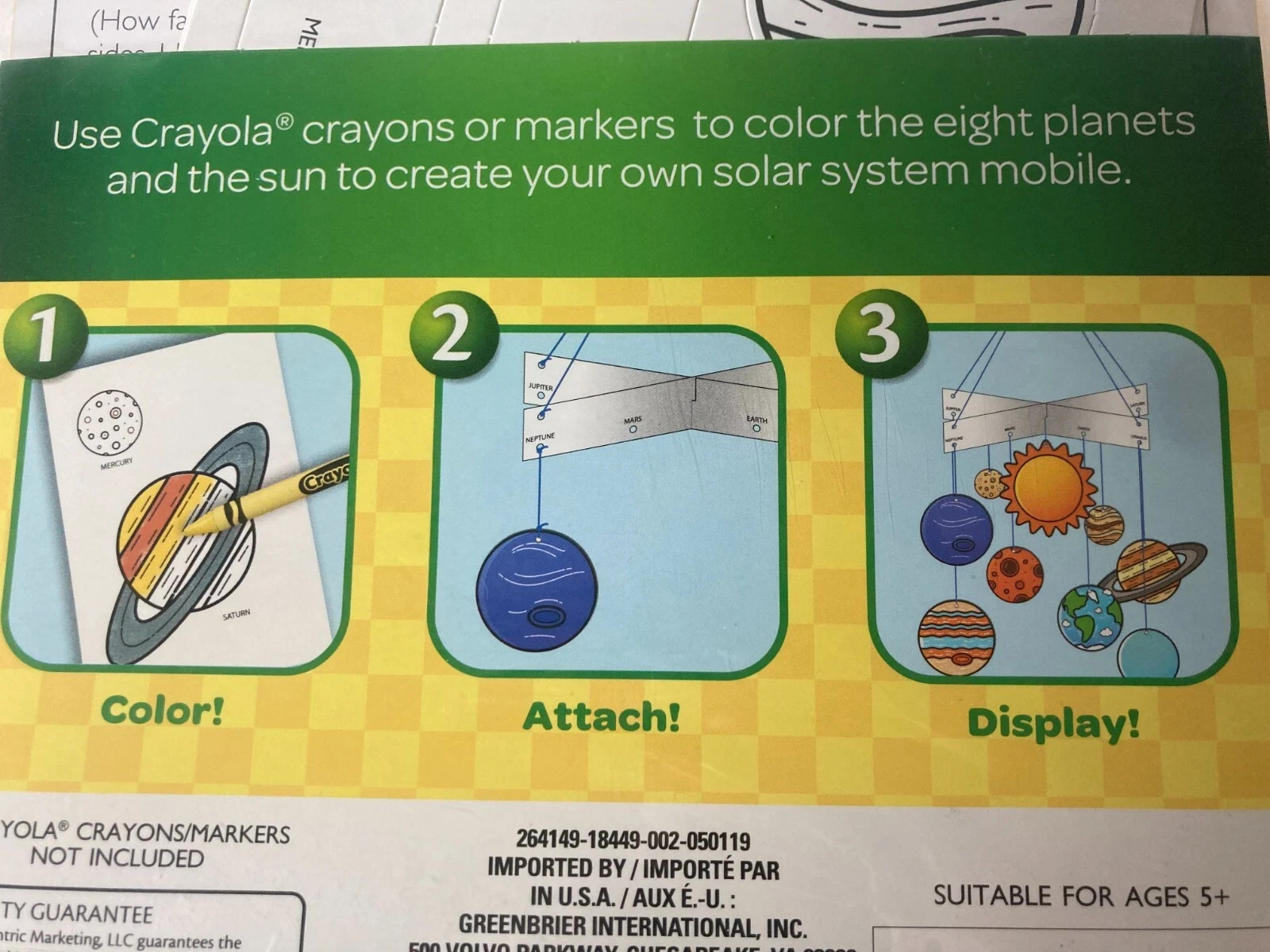 Lot of 5 Crayola Solar System Mobile Kit Creative Classroom Teaching