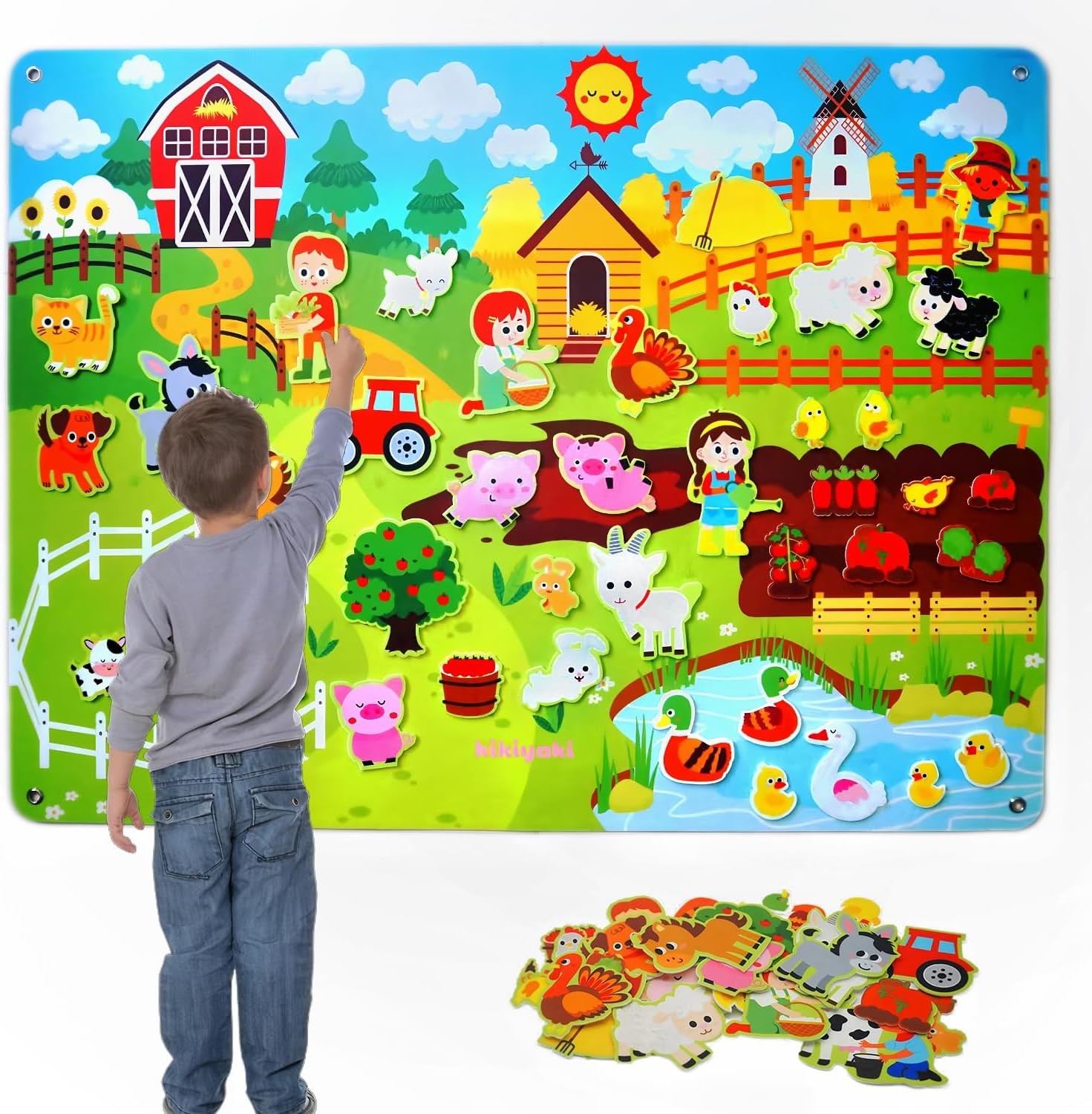 Felt Board for Toddlers Play Farm Animals Story Sets, Montessori Toys, Play Kit