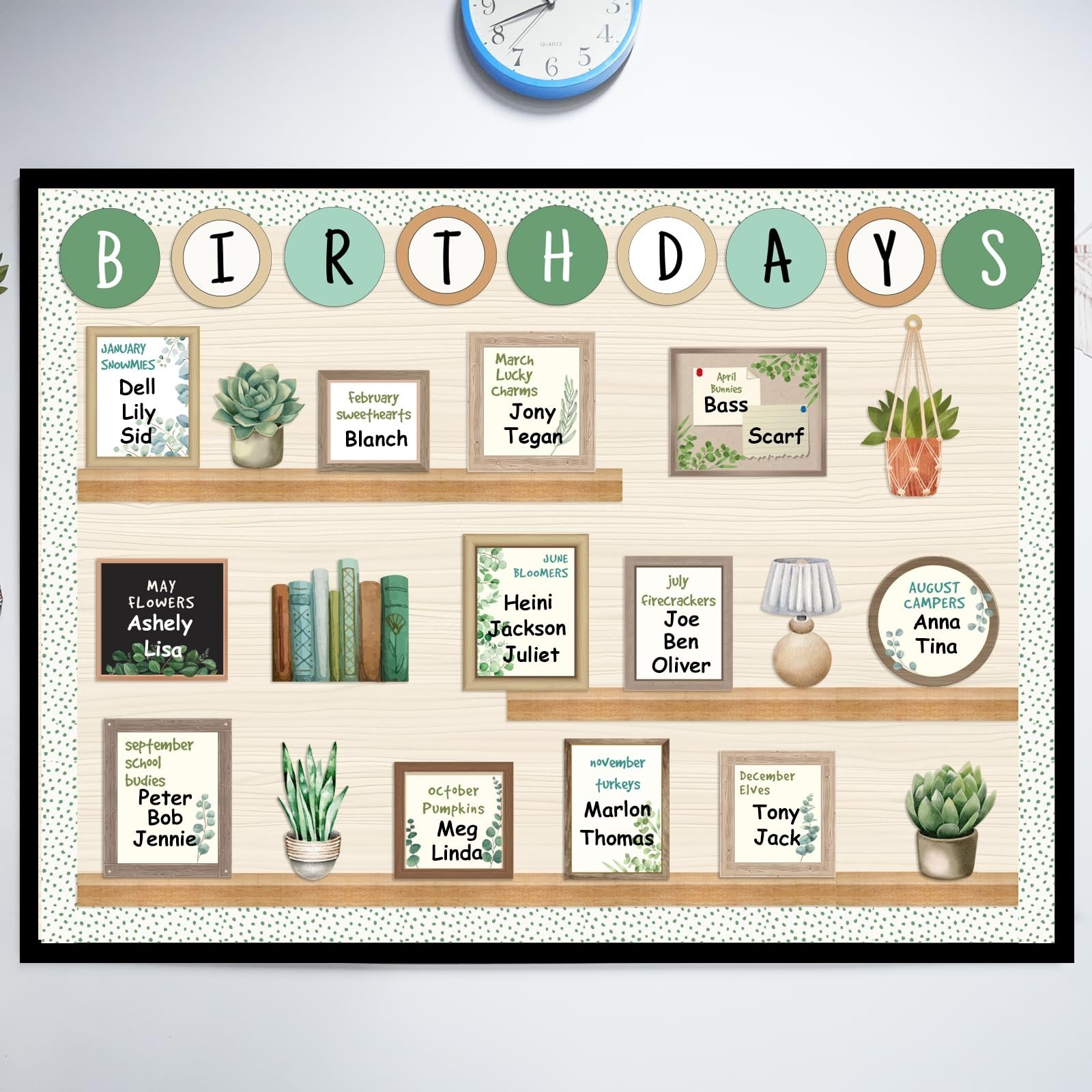 Eucalyptus Birthday Bulletin Board Set for Classroom, Birthday Chart for Clas…