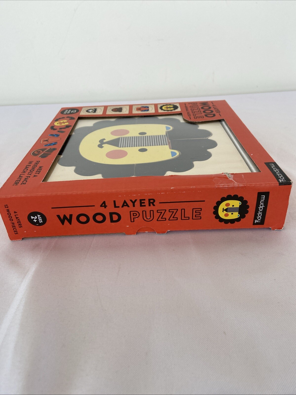 Mudpuppy 4 Layer Wood Puzzle Animal Faces Educational 12 Wooden Pieces Ages 2+