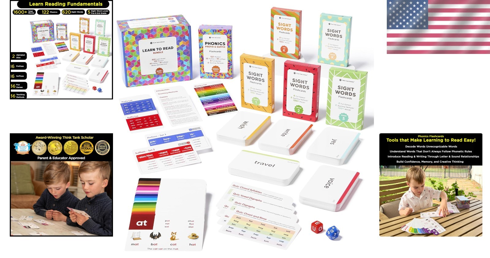 Learn to Read Flash Card Set 1600+ Words Phonics Sight Words Games 4K-3rd Grade