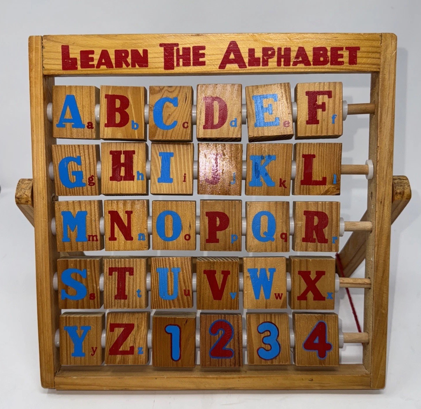 Wooden Alphabet Abacus ABCs Numbers Learning Activity Center Educational Toy