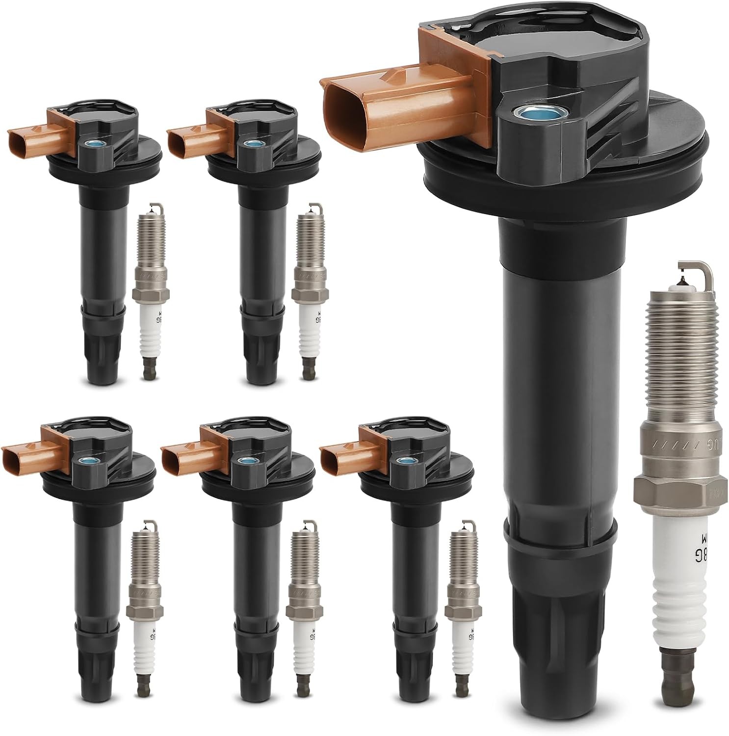 UF646 Ignition Coil & SP534 Double Iridium Spark Plug for 11-17 Ford F-150 Explo
