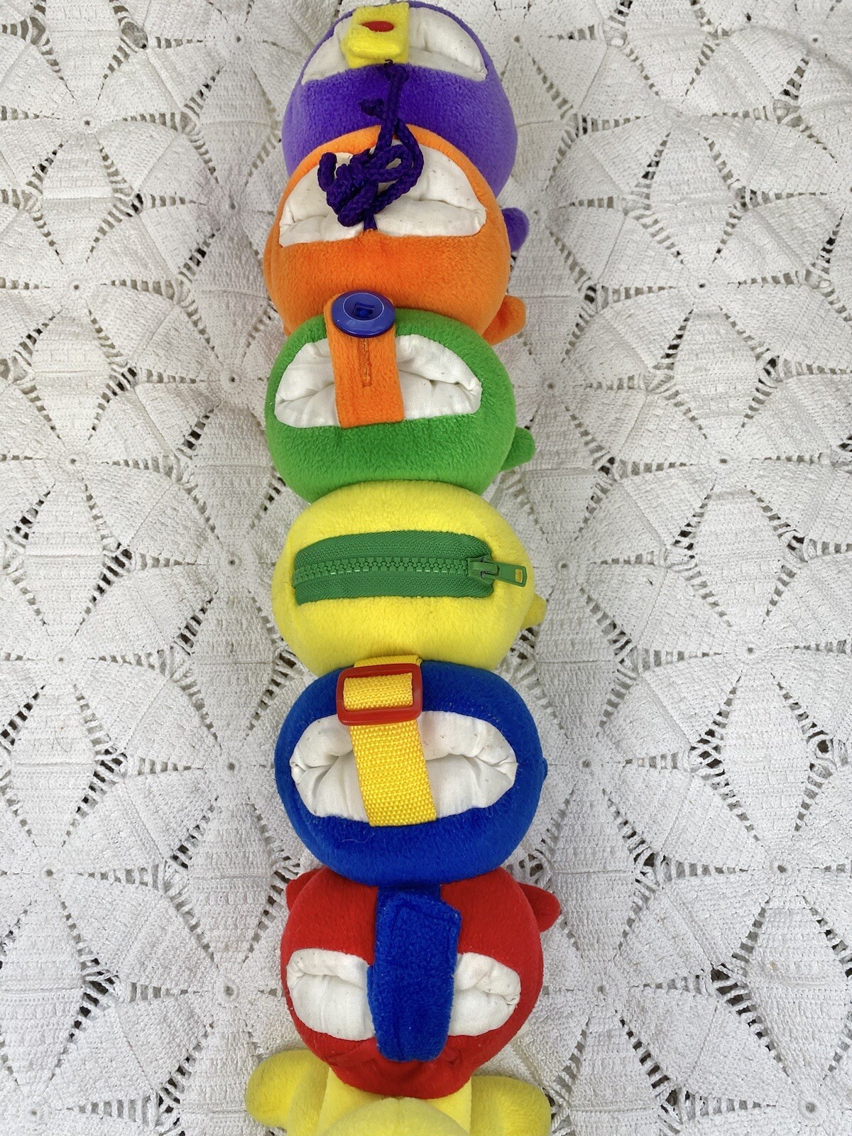 Discovery Toys 2000 Caterpillar Dress-A-Pillar Plush Learning Toy 21″ Preloved