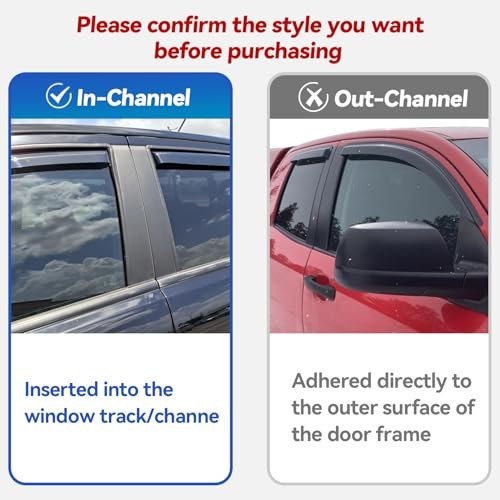 in-Channel Window Visors Rain Guards for 2016-2023 Toyota Tacoma Double Cab,