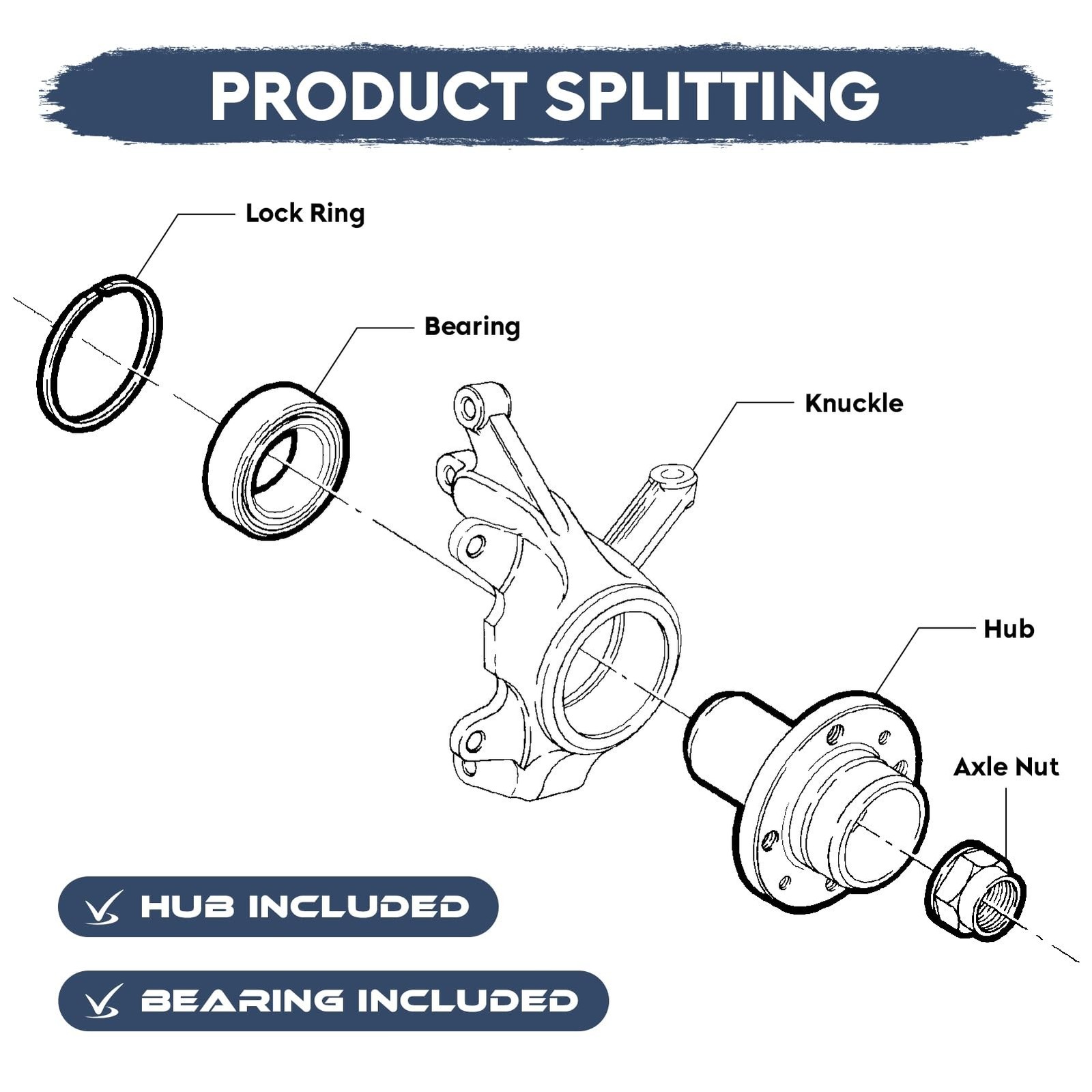 TadaMark Front Left Steering Knuckle & Wheel Bearing Hub Assembly Fit for Che…