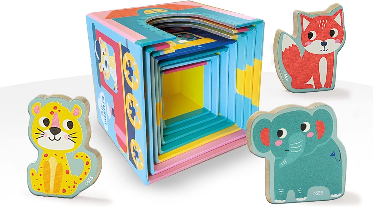 SES Creative 13142 – Stacking blocks tower with animal figures