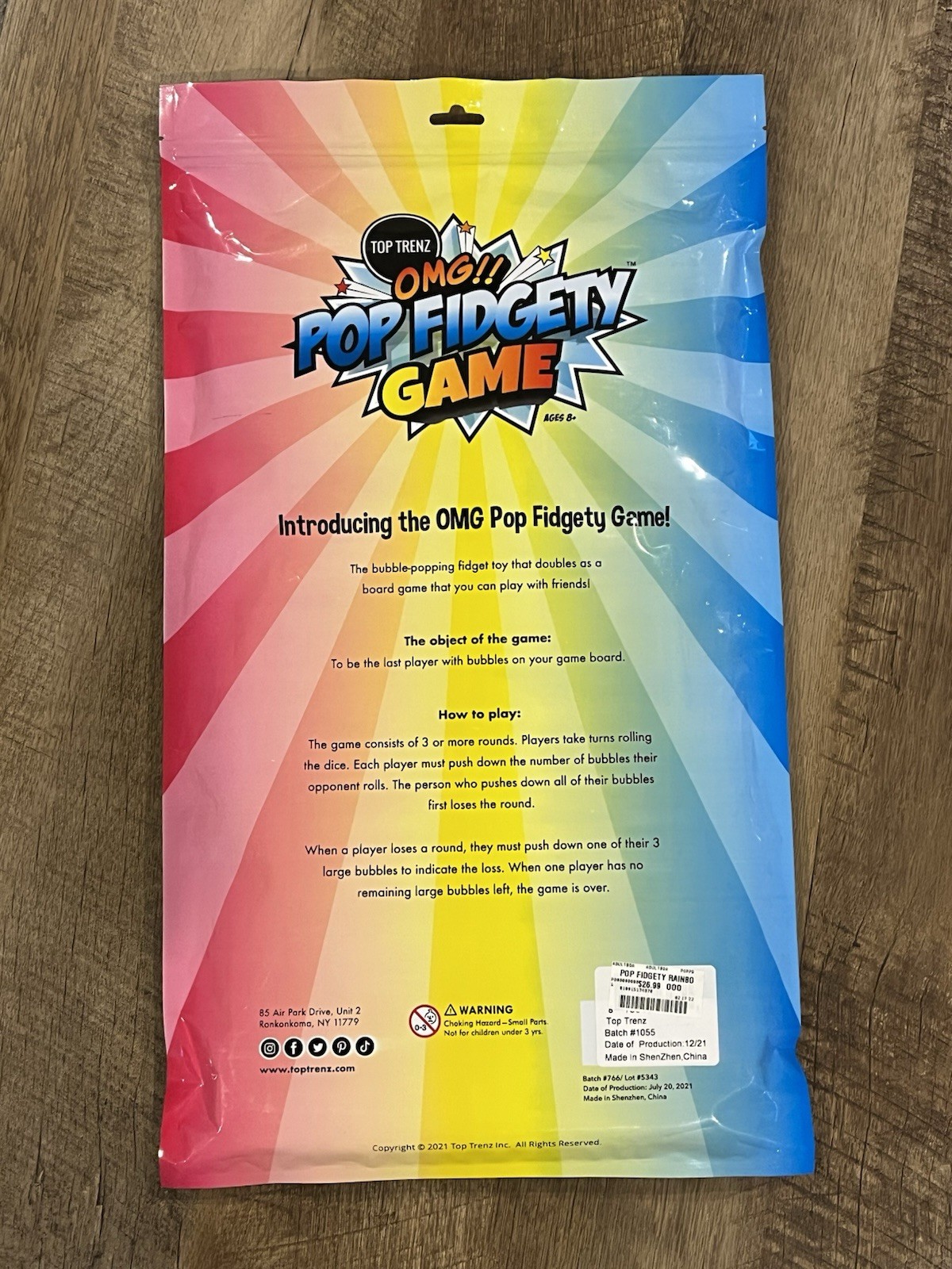 POP FIDGETY GAME Two Dice Two Players Silicon Bubble Rainbow Game Board Toy