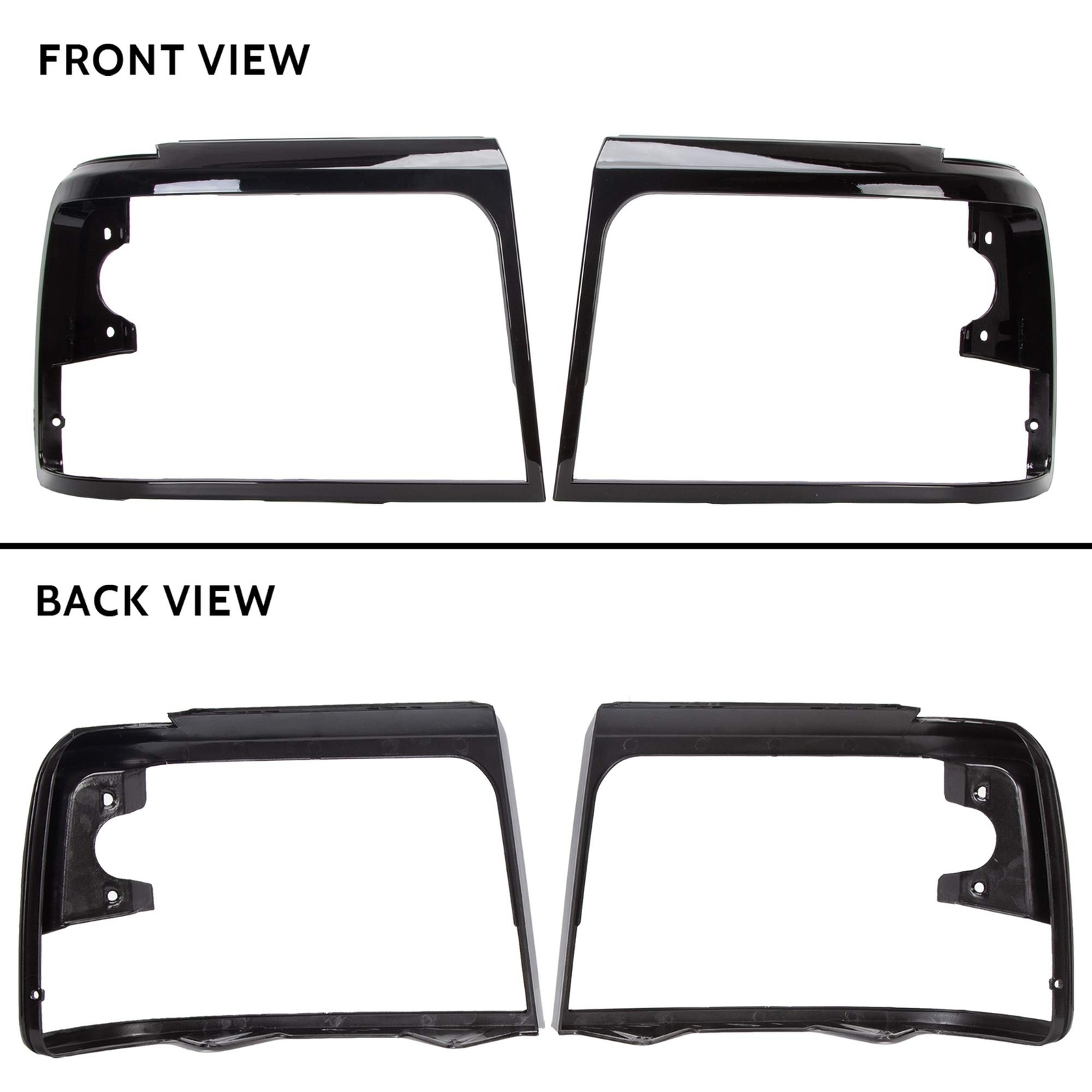 ECOTRIC Headlights Headlamps Trim Bezel Black Compatible with 1992-1997 F250 …