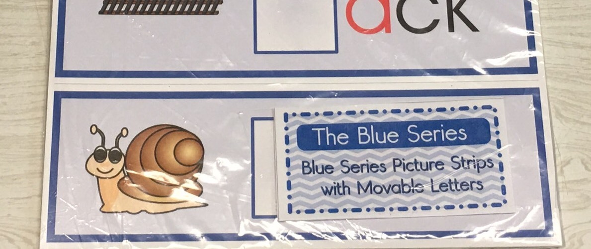 The Blue Series – 48 Picture Strips with Movable Letters Montessori