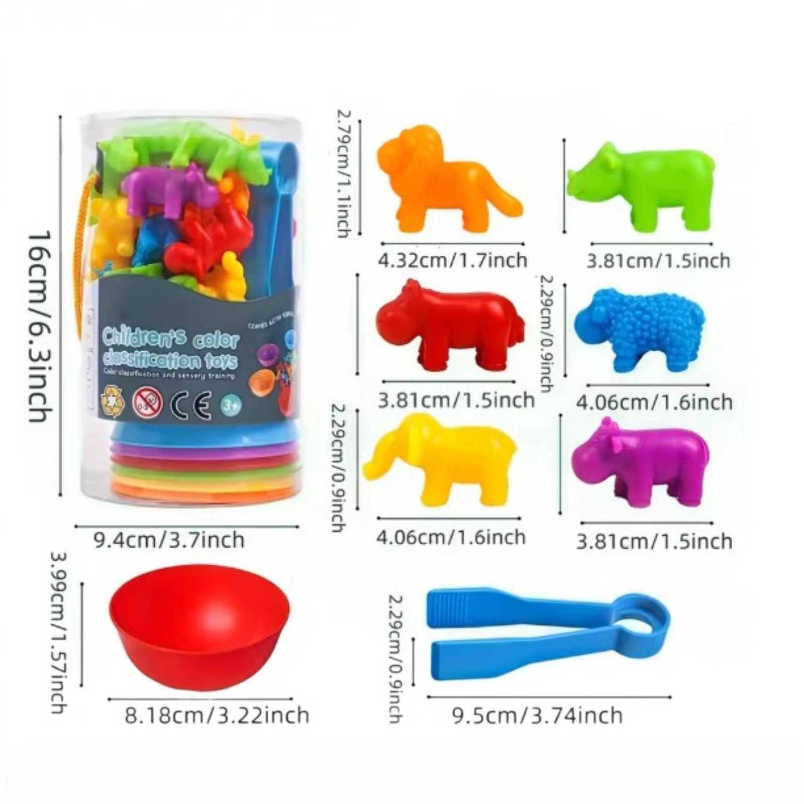 Counting Animal Matching Game Sorting Bowls Color Learning Toy Kids- African An